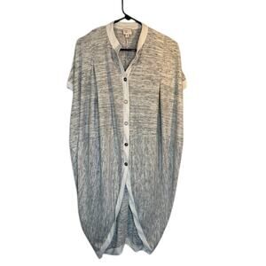 STCL by Anthropologie Women’s Gray White Short Sleeve Button Down Jacket Sz Med